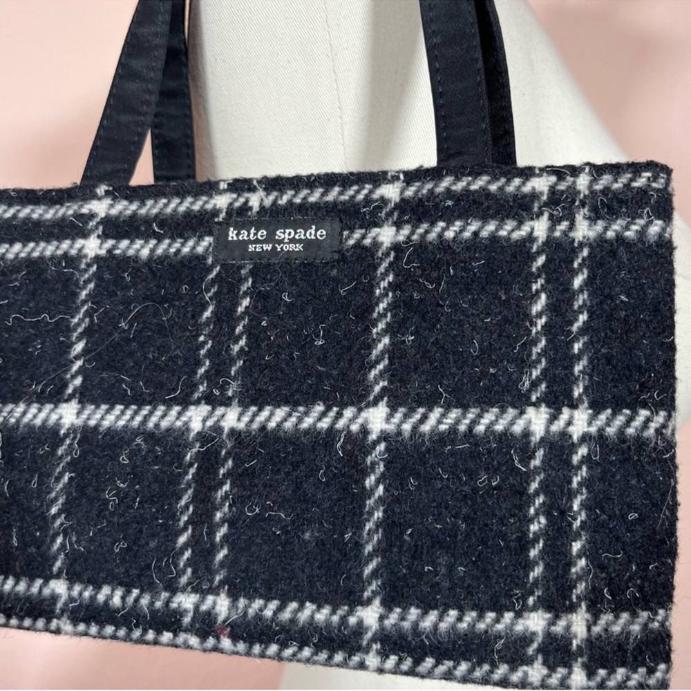 SOLD LIVE! Vintage Y2K Kate Spade Black Plaid HandBag - Picture 7 of 15